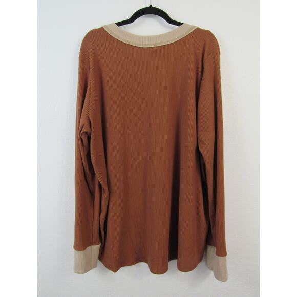 White Birch 2X Burnt Orange Ribbed Knit Long Sleeve Lightweight Sweater V-Neck - Picture 5 of 5